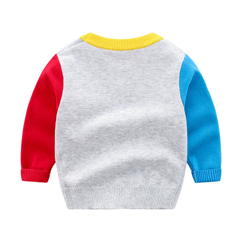 Korean Version Of Robot Boy Crew Neck Pullover Sweater