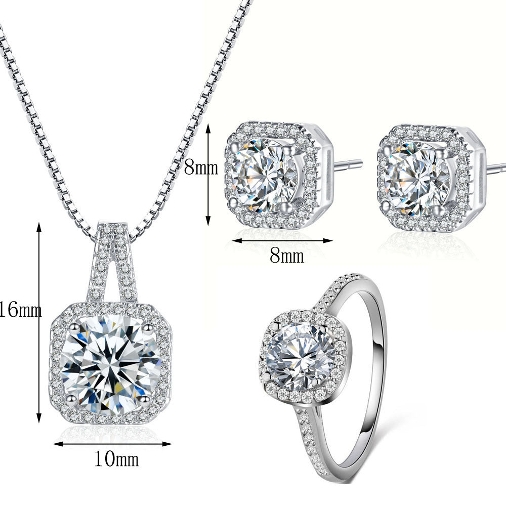 Square Diamond Set Personality Micro-inlaid Jewelry