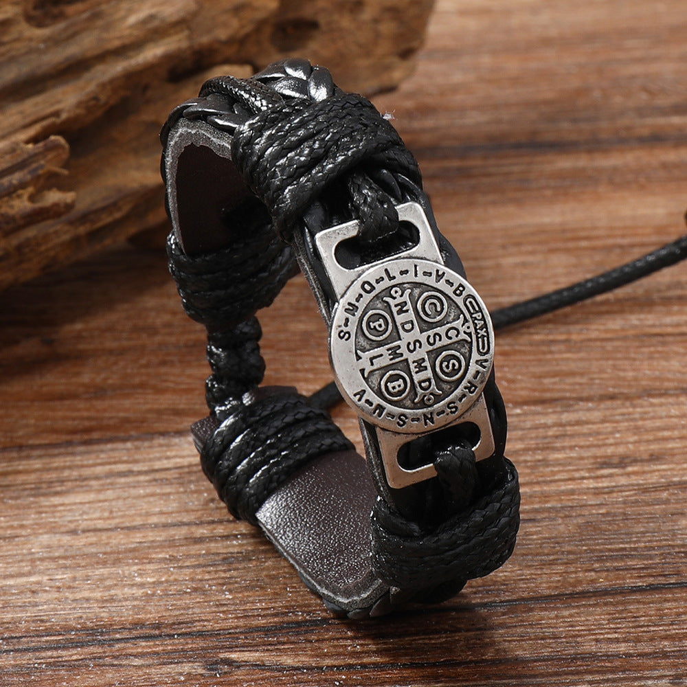 Vintage Men's Hand-woven Leather Vintage Bracelet