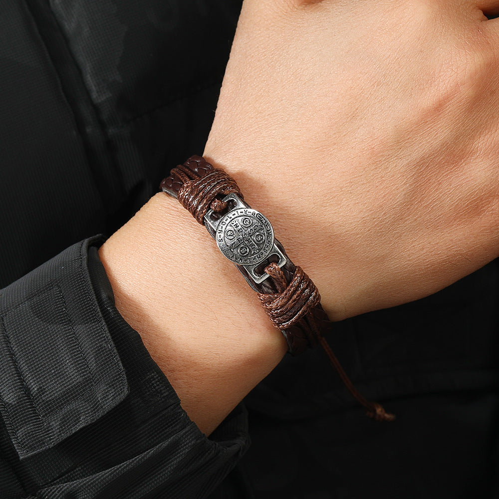 Vintage Men's Hand-woven Leather Vintage Bracelet