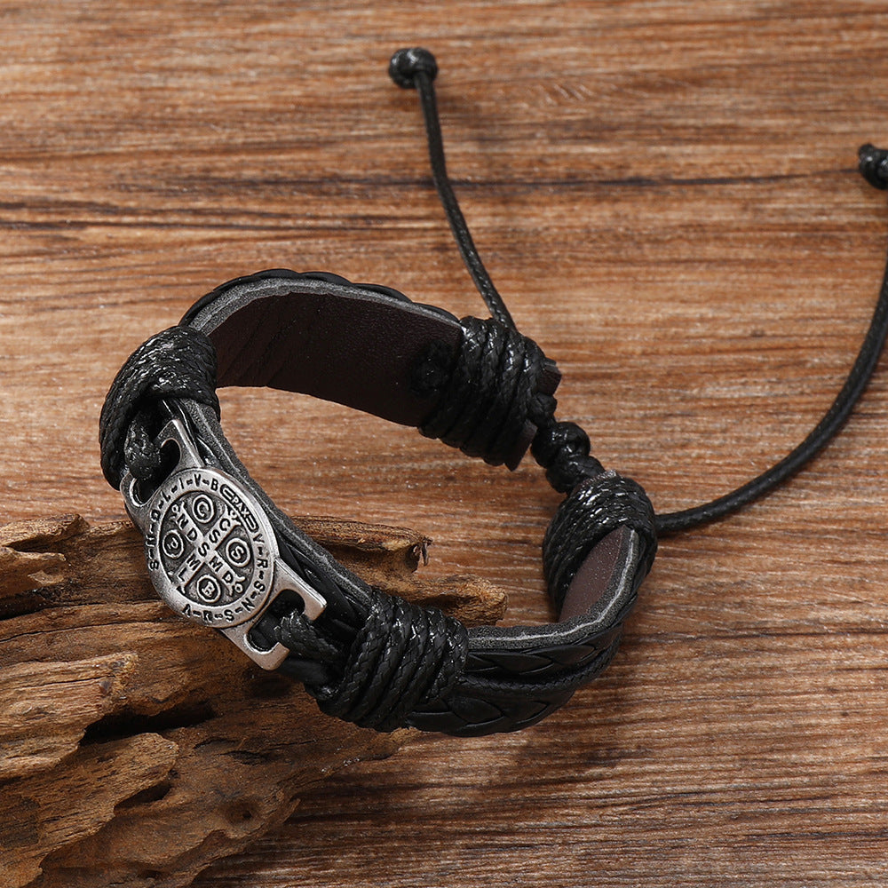 Vintage Men's Hand-woven Leather Vintage Bracelet