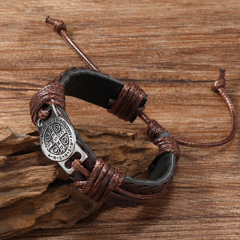 Vintage Men's Hand-woven Leather Vintage Bracelet
